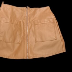 Forever 21 Tan Leather Zipup Skort